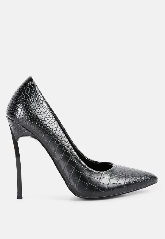 urchin croc high stiletto heel pumps