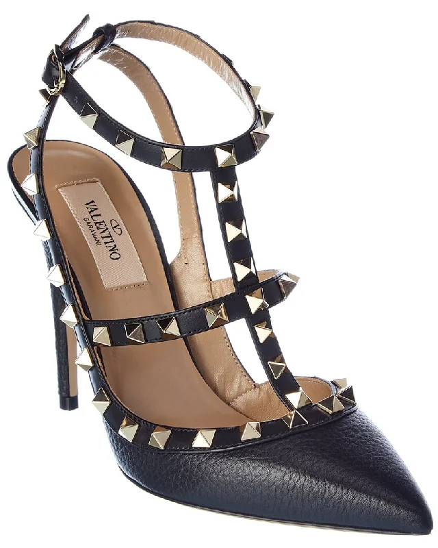 Valentino Rockstud Caged 100 Grainy Leather Pump