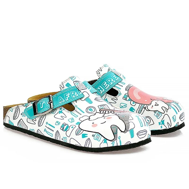 White & Aqua Dentist Clogs WCAL326